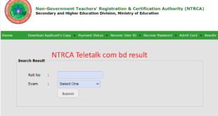 18th NTRCA Teletalk com bd result 2024