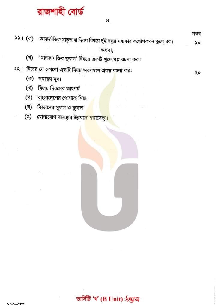 Hsc বাংলা ২য় পত্র প্রশ্ন 2024