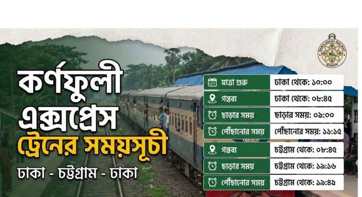 কর্ণফুলী এক্সপ্রেস ট্রেনের সময়সূচী